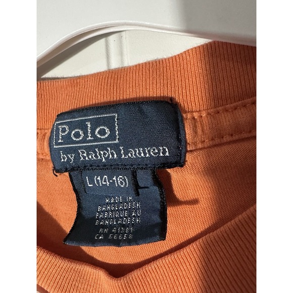 Polo Ralph Lauren Boys L 14-16 T-Shirt Orange Short Sleeve Cotton Pony Logo - Picture 3 of 7
